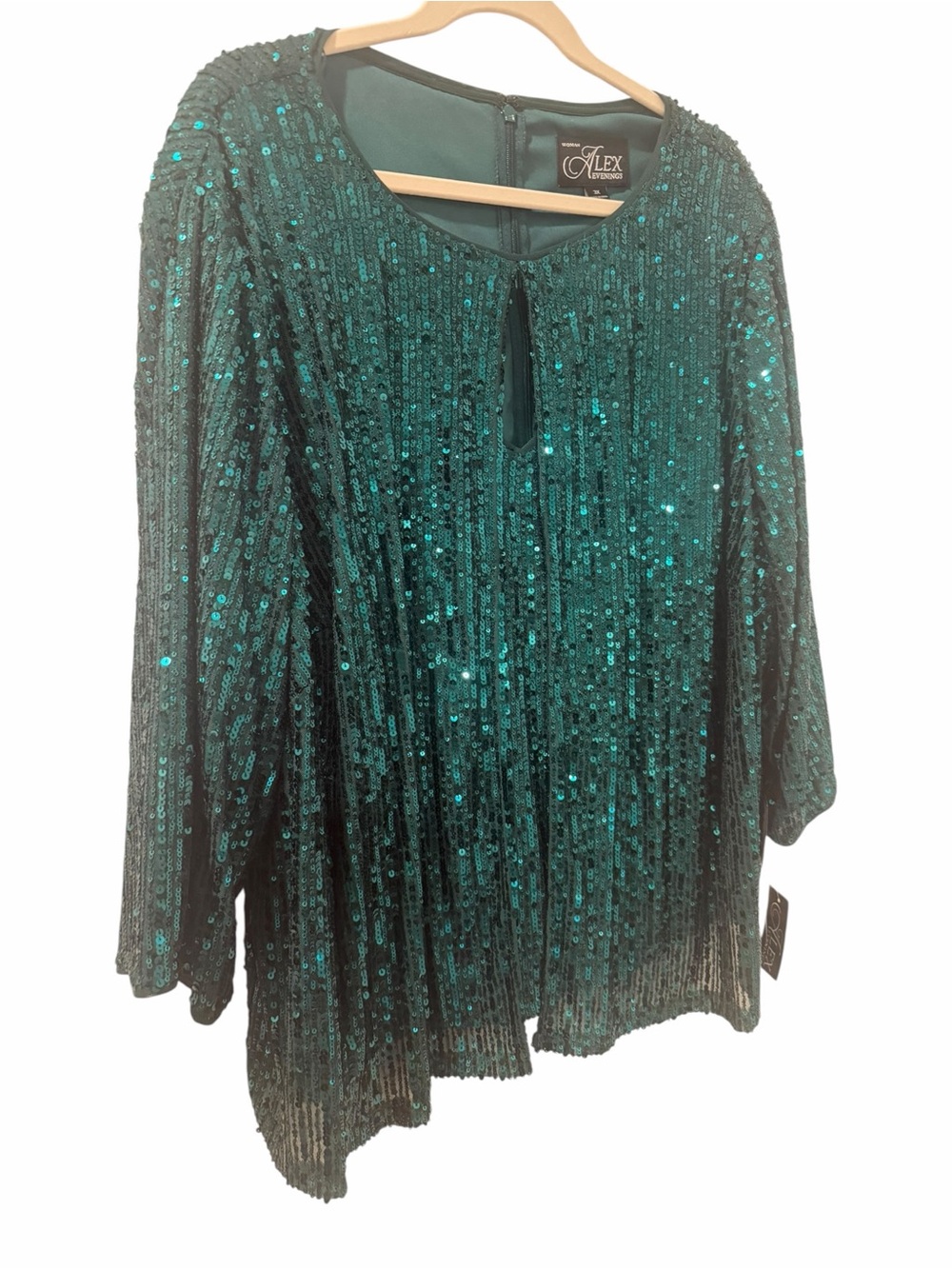 Alex Evenings Women's Plus Size Sequin Twinset Green One Piece size 3X - Picture 9 of 10